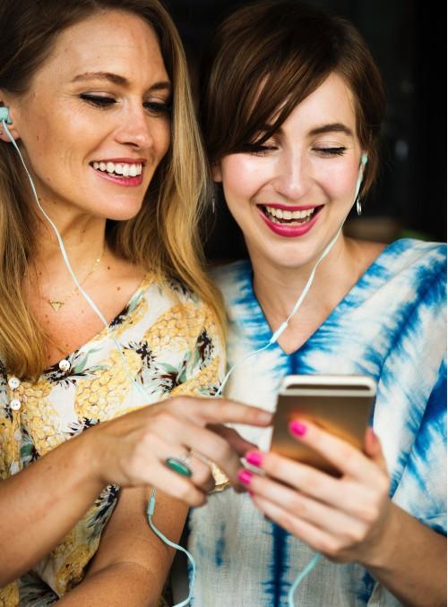 laddy women woman mobile cell phone music beautiful earphone computer