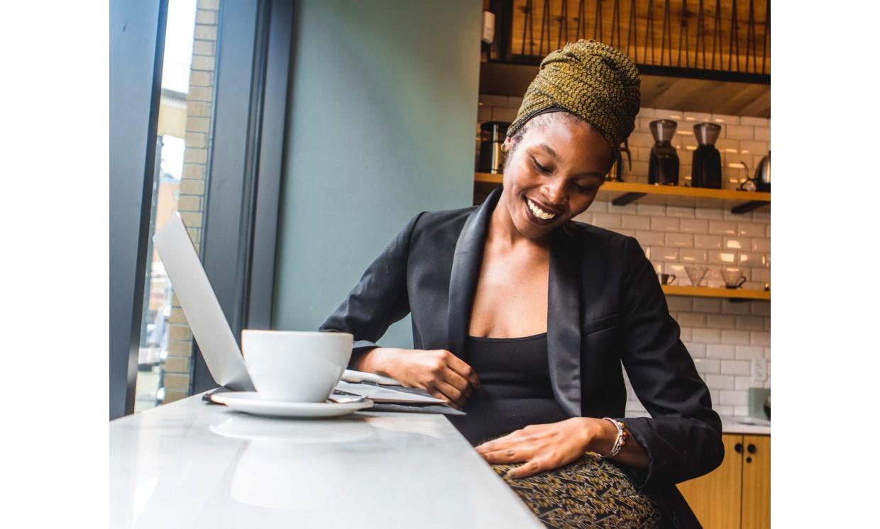 laptop computer woman coffee cup
