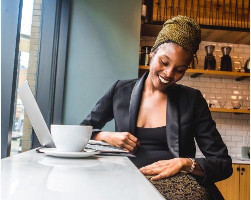 laptop computer woman coffee cup