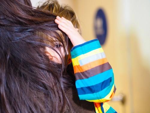 baby girl kid child hiding beautiful hair