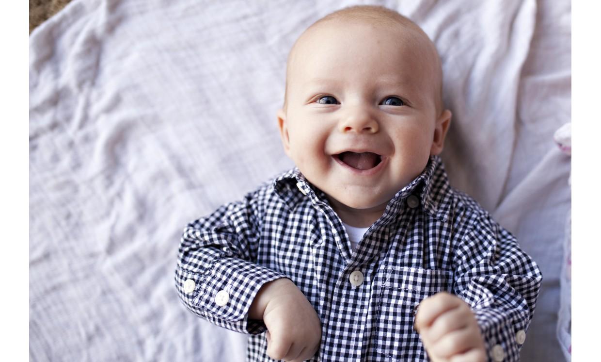 baby little boy button shirt kid smiling cute