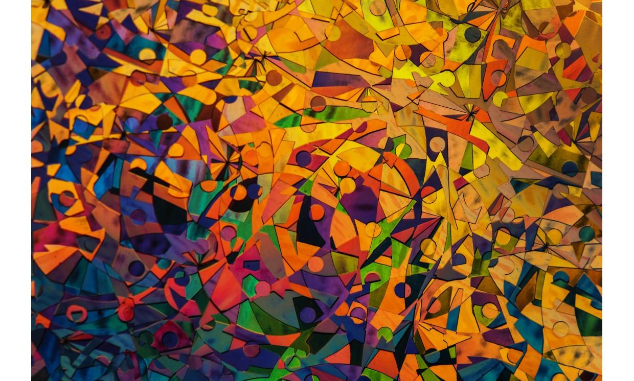 abstract leaves colorful yellow blue gold