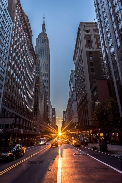 building sunset new york architecture road light
