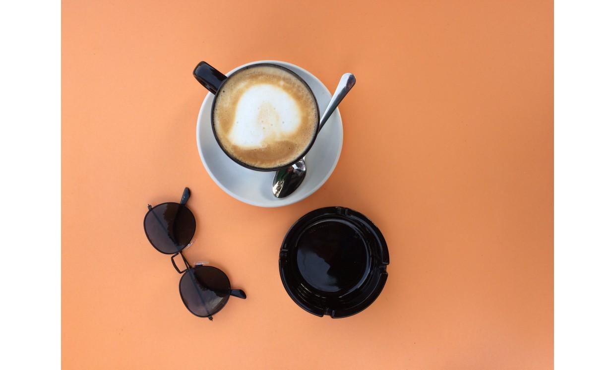 background sunglasses coffee spoon orange