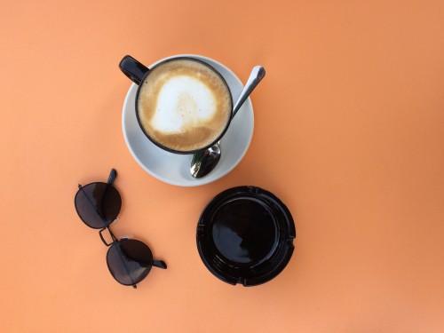 background sunglasses coffee spoon orange
