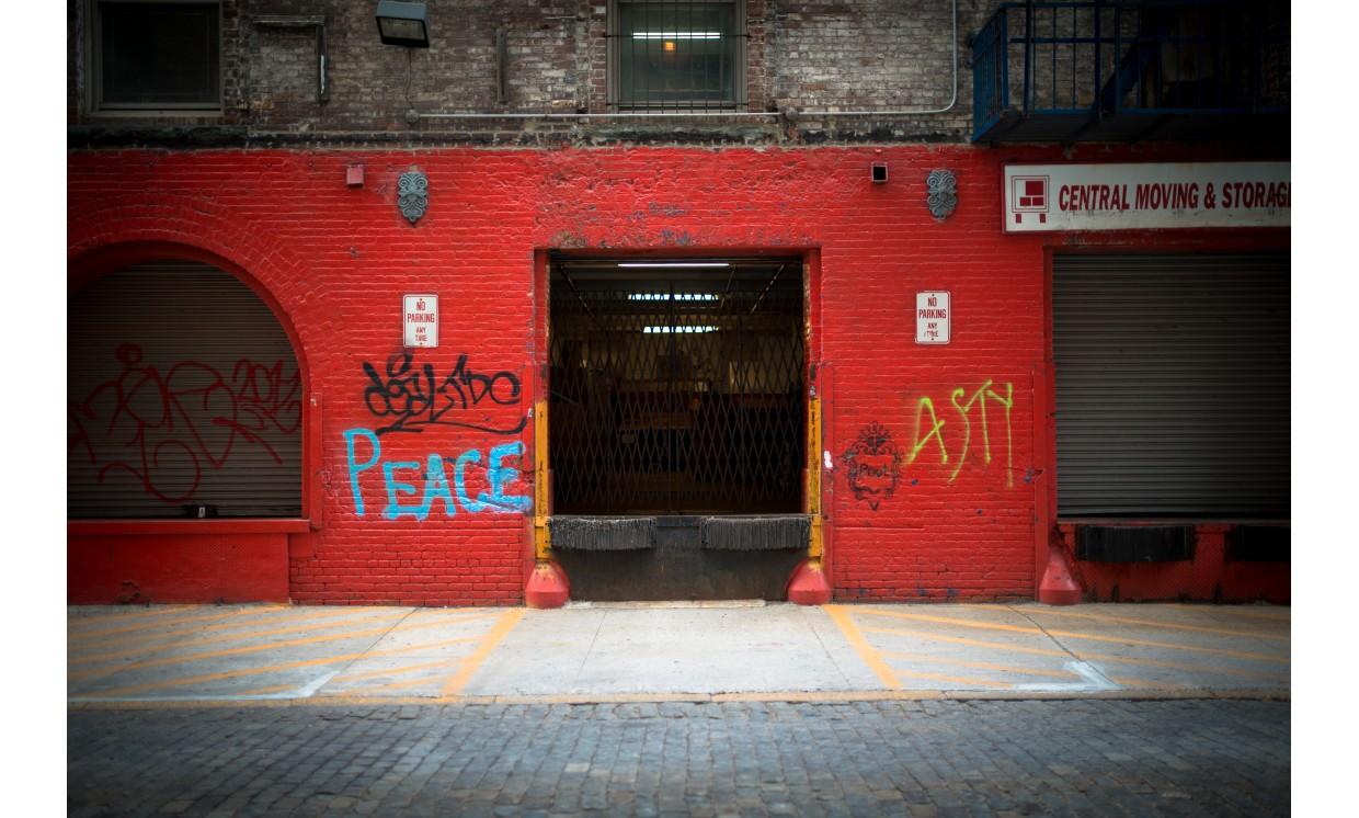 building truck dock red wall